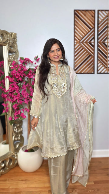 Zarmina Tissue Silk Anarkali Suit Set