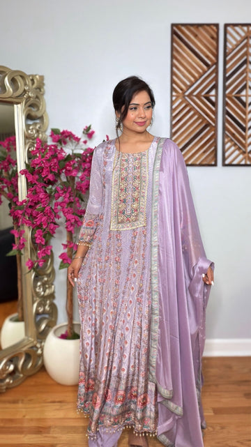 Avelisse Crepe Silk Anarkali Suit Set