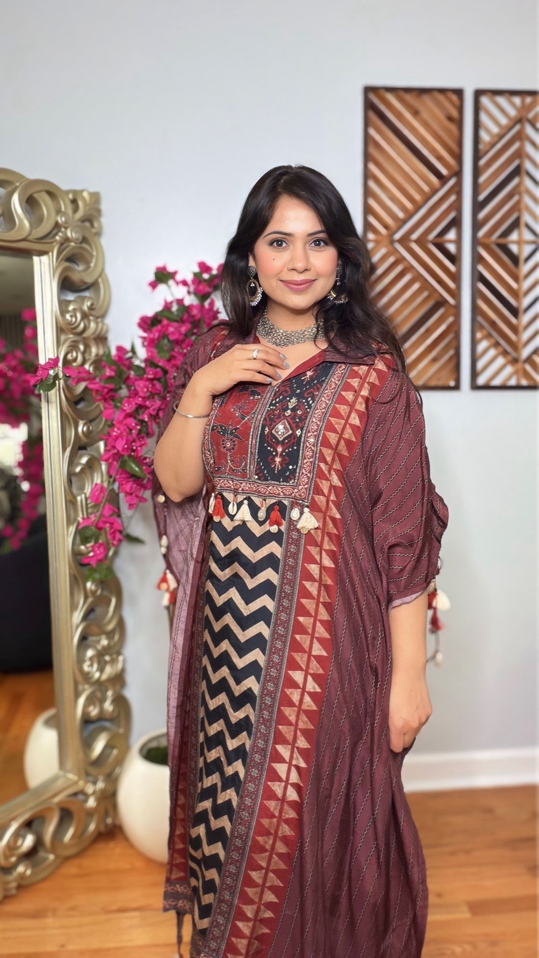 Zehraya Ajrak Kaftan Set