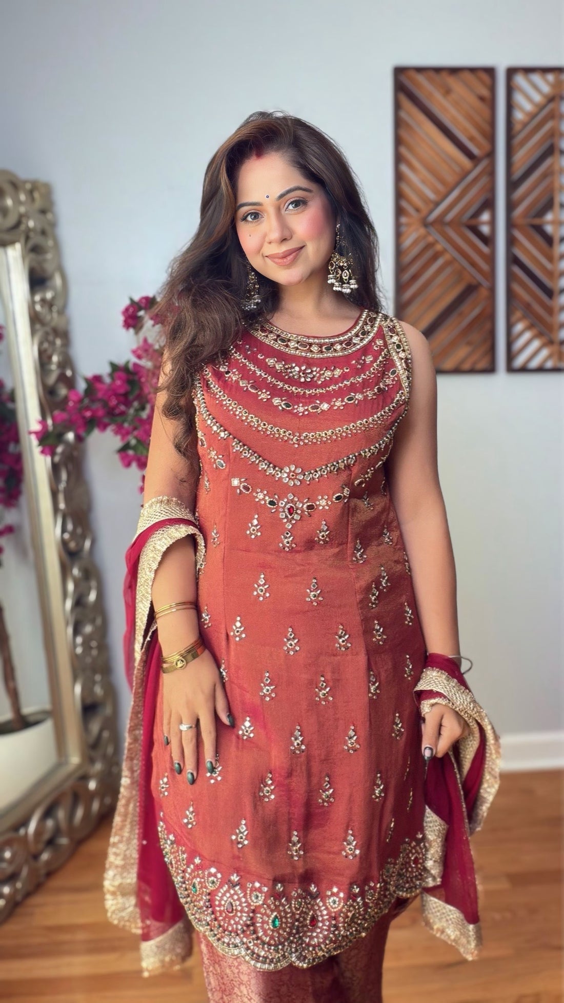 Aarshvi Tissue Shimmer Palazzo Suit