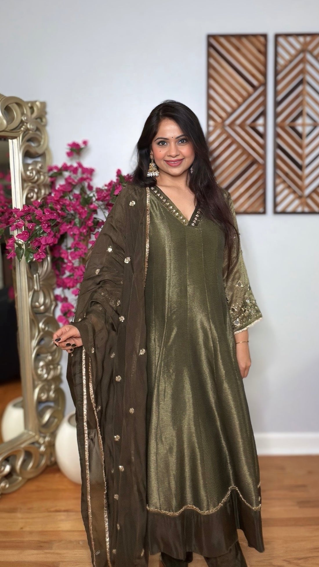 Riwa – Banarasi tissue A-line Anarkali suit