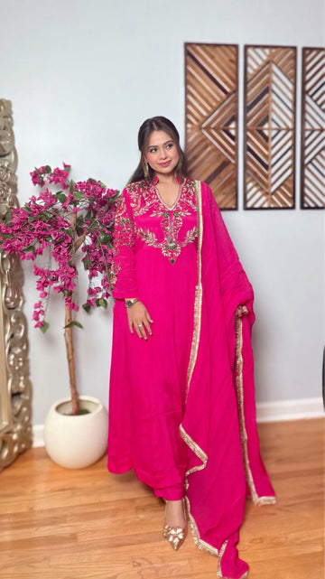 Ruby Royale Chinon Silk Anarkali Suit