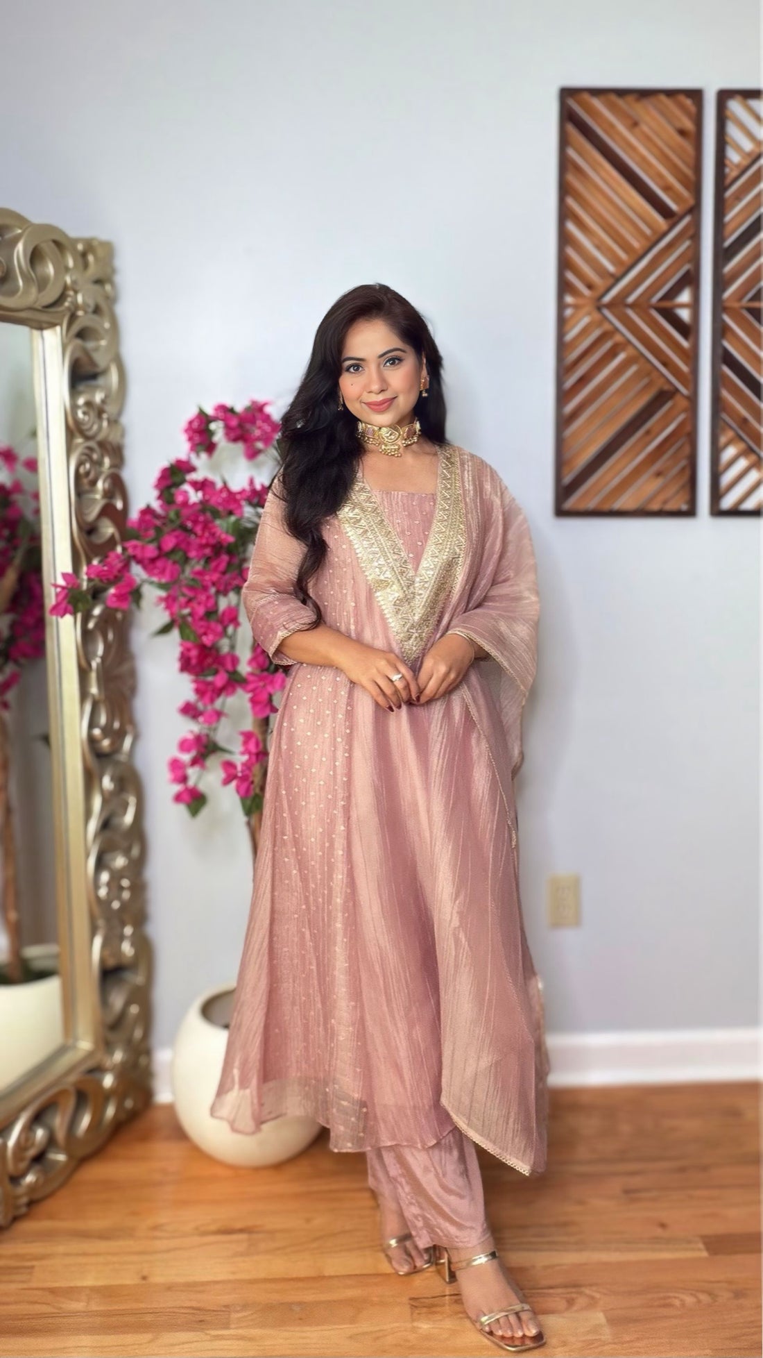 Tanvika Salsa Tissue A-Line Suit