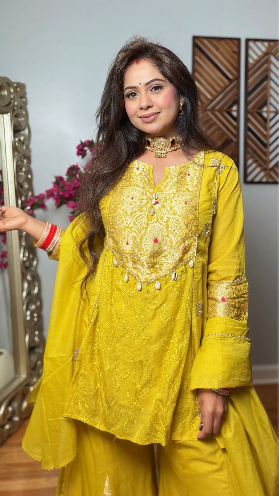 Eshvani Mul Chanderi Palazzo Set