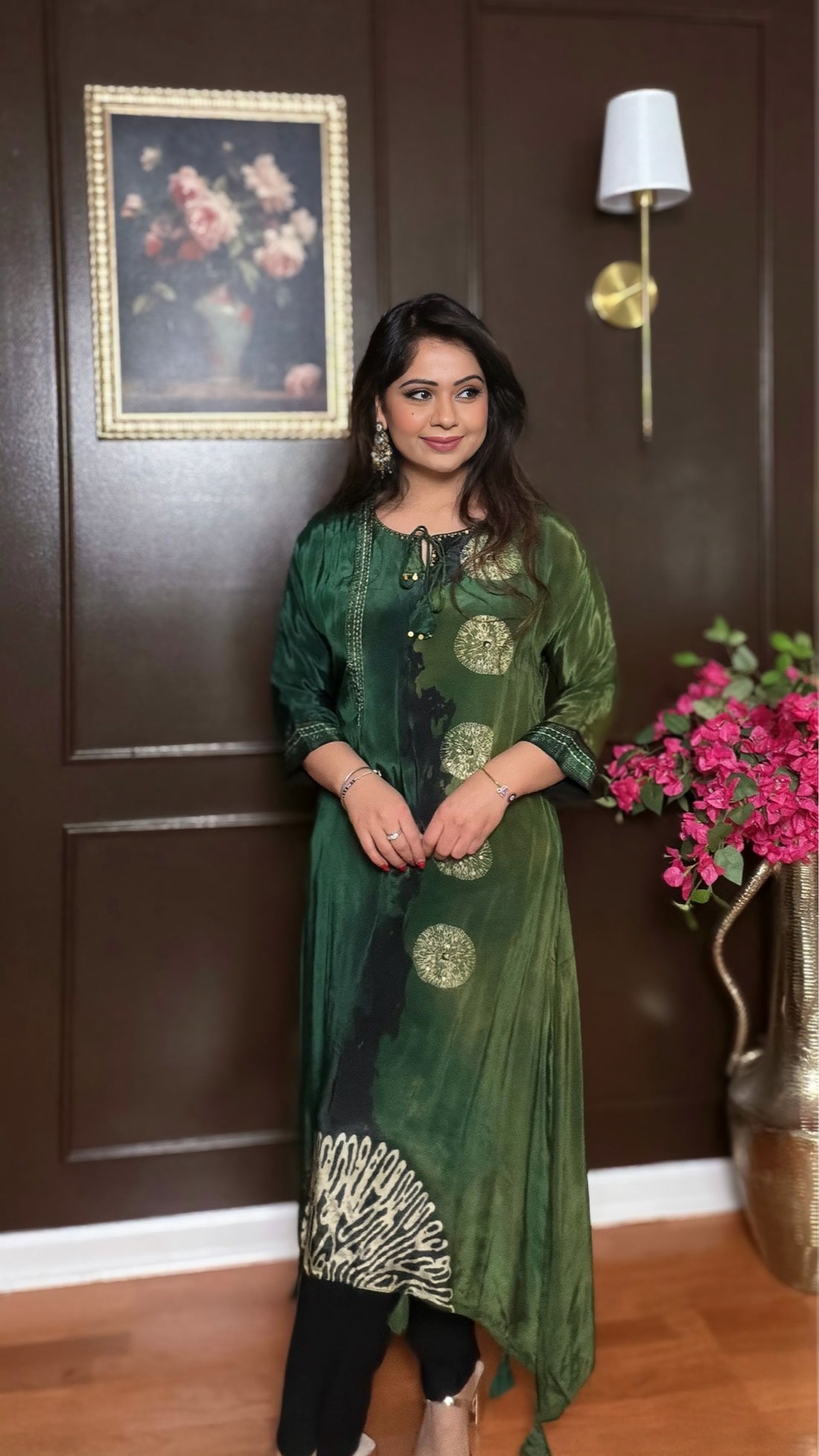 VIRIDYA- Crepe Silk PrintedKurta Set