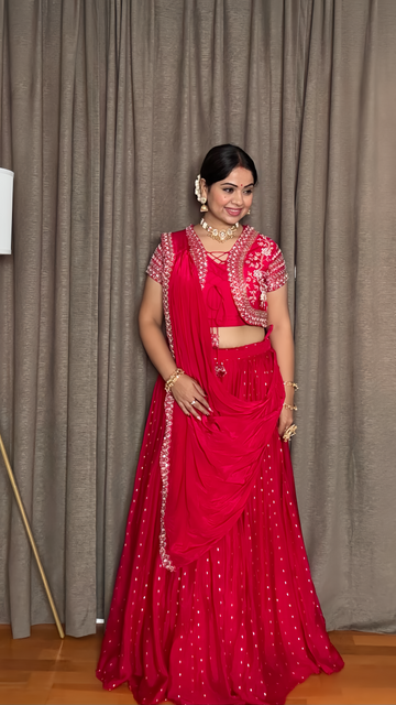 Suhagan Pink Lehenga Saree