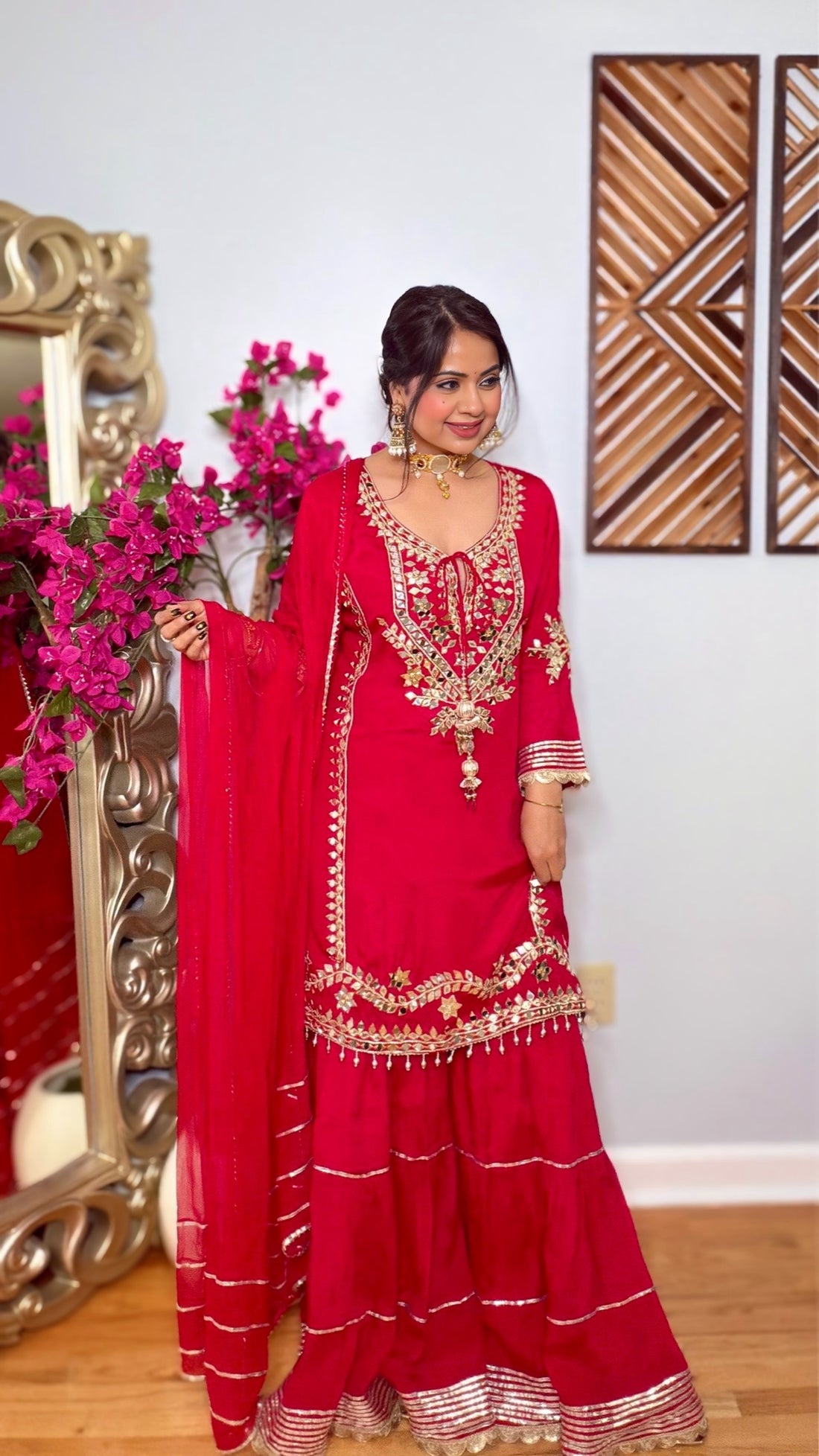 Zarehya Red Sharara Set