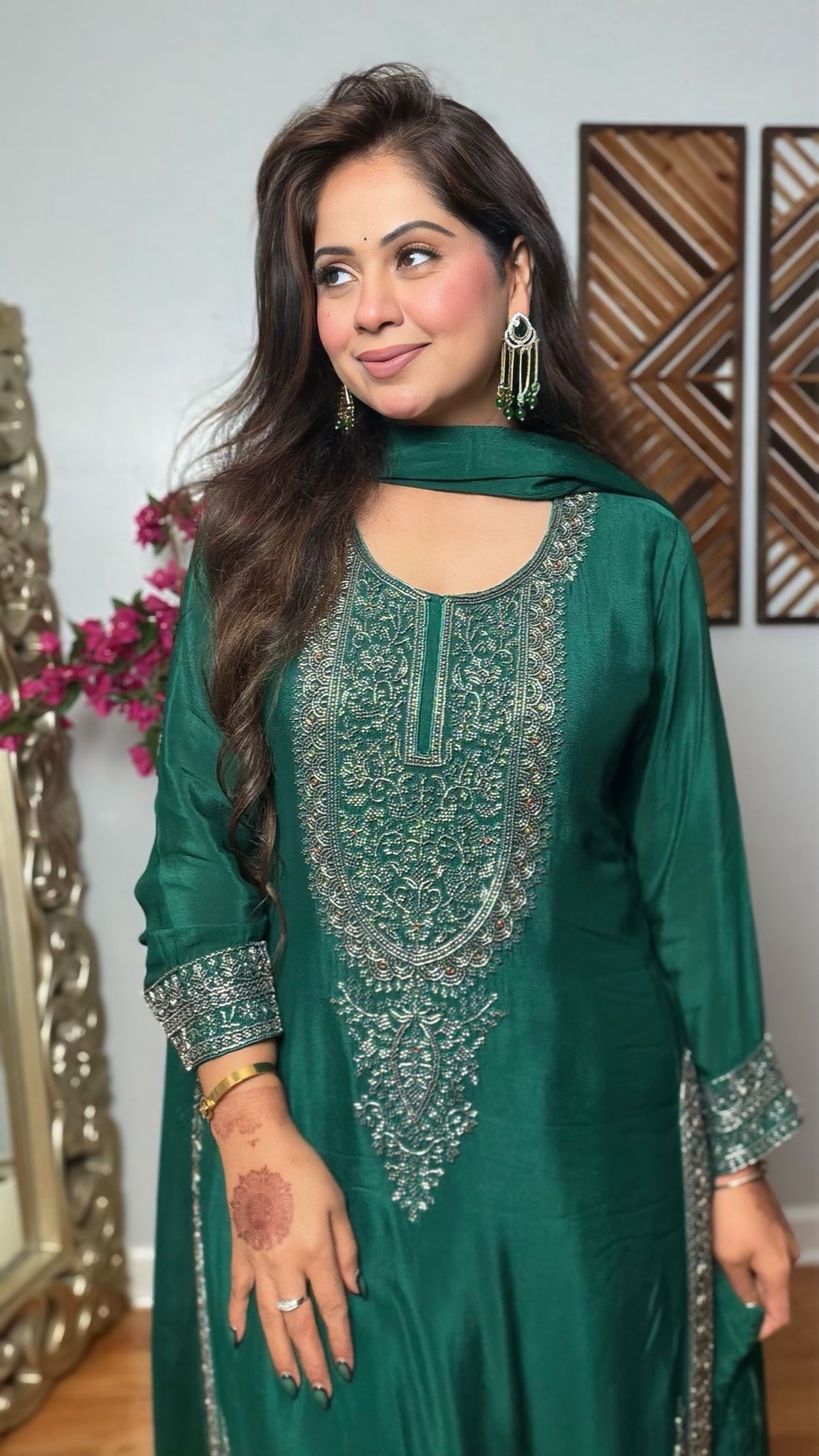 Vedyana Emerald Embroidered Suit Set