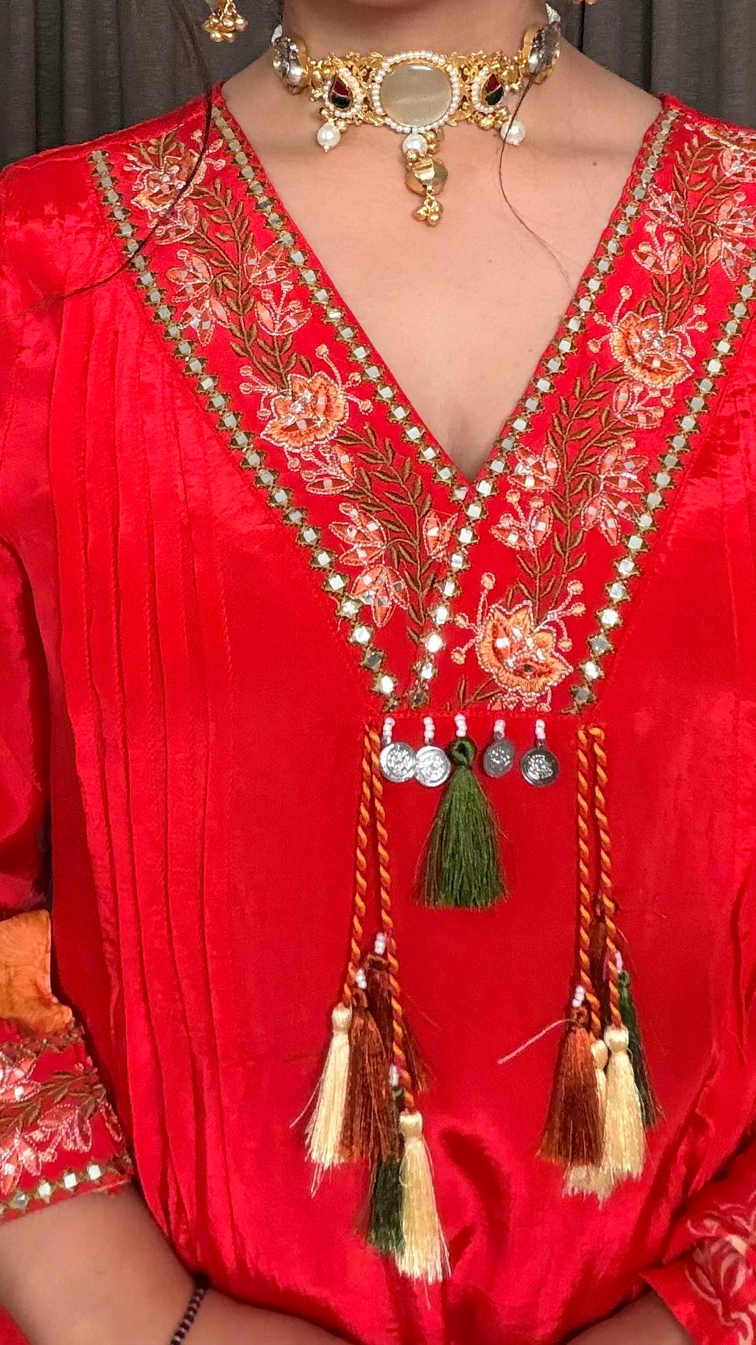 Kusuma – Red Crepe Silk A-Line Anarkali