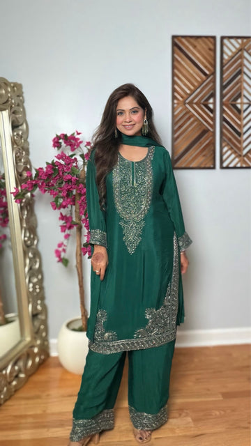 Vedyana Emerald Embroidered Suit Set