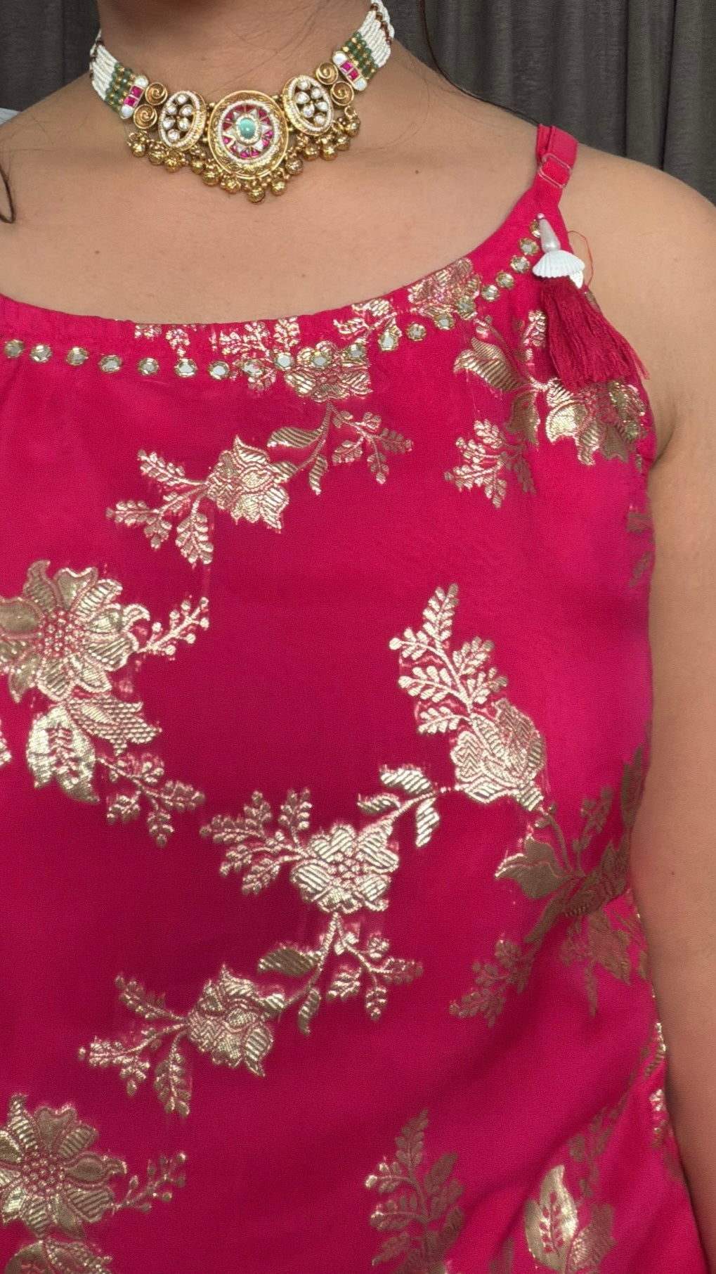 Gulzar Rani – Organza Jacquard Strap Suit Set
