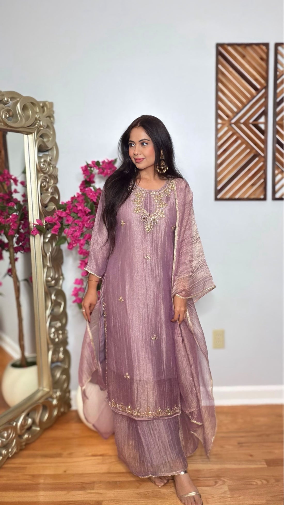 Ishrat Salsa Tissue Palazzo Suit