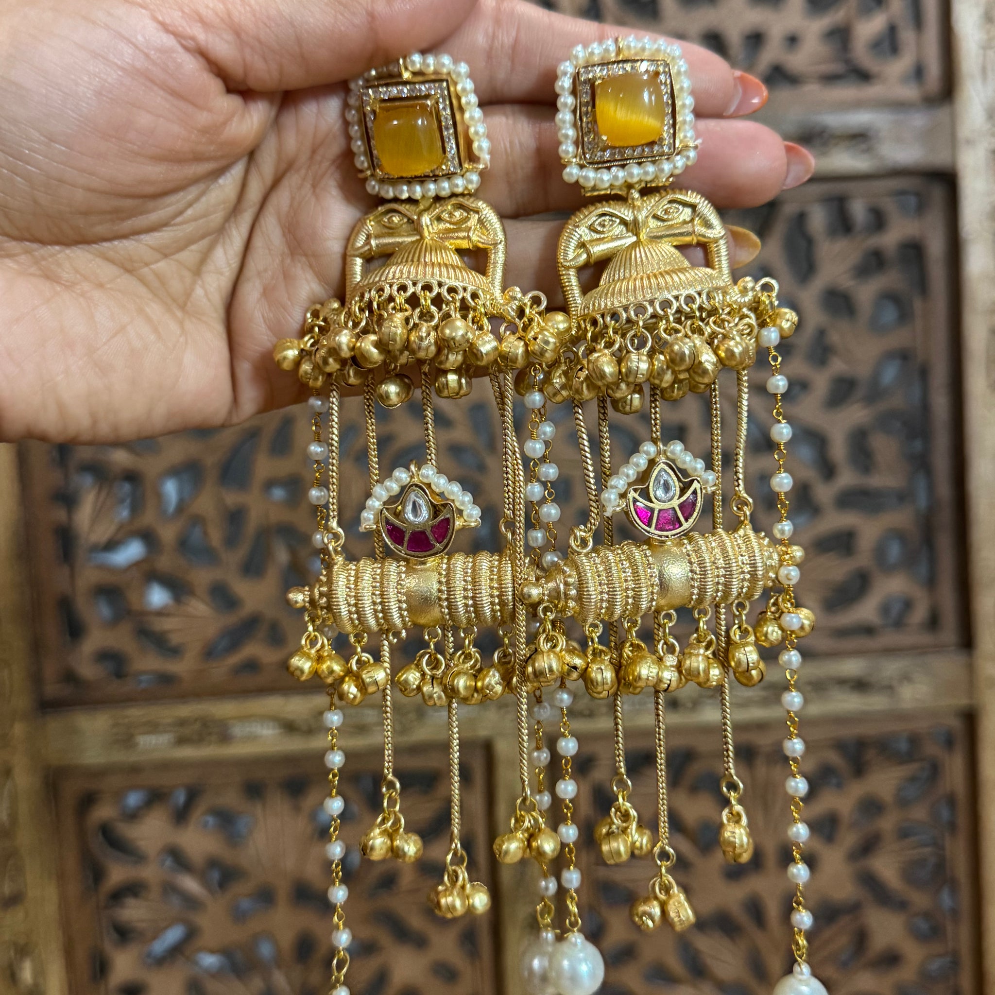 Yamika Golden Grace Brass Drape Earrings