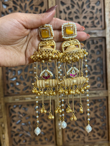 Yamika Golden Grace Brass Drape Earrings