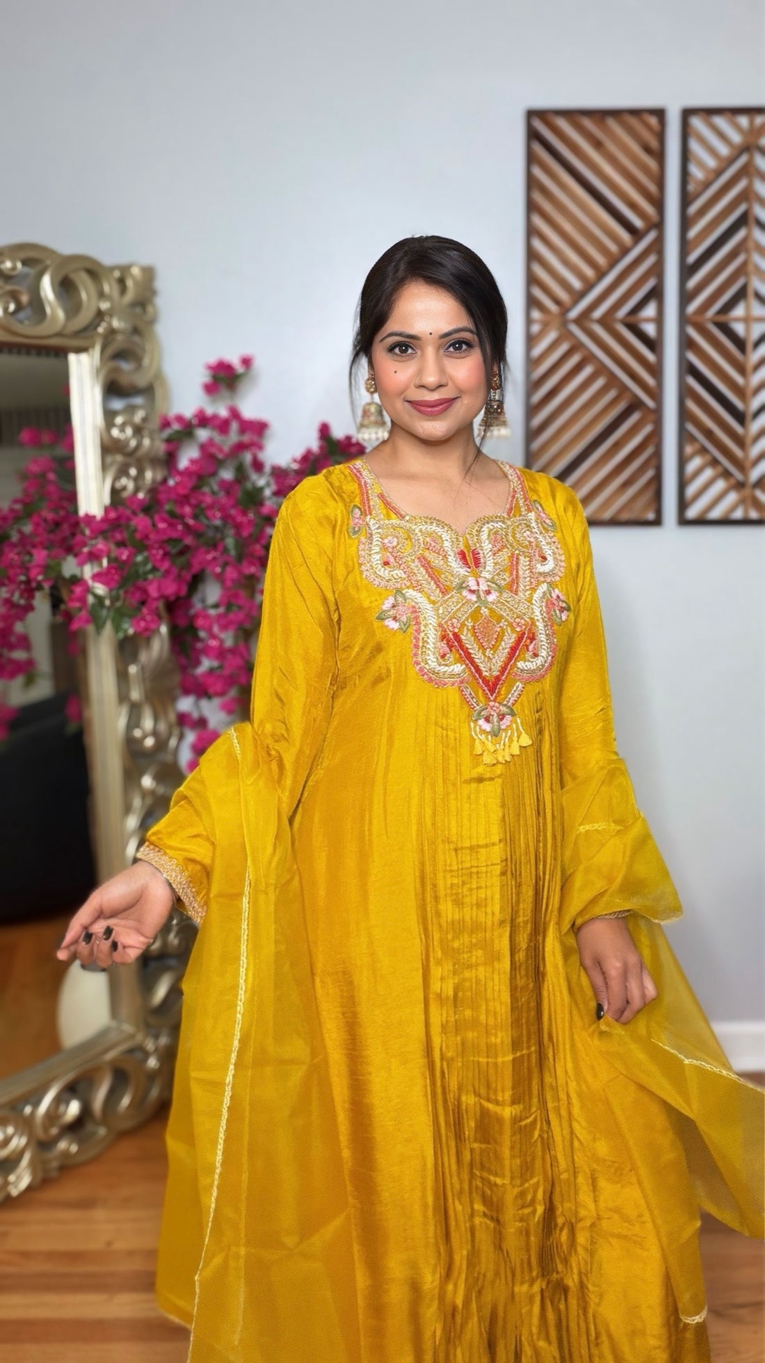 Golden Glow Zardozi Anarkali Set