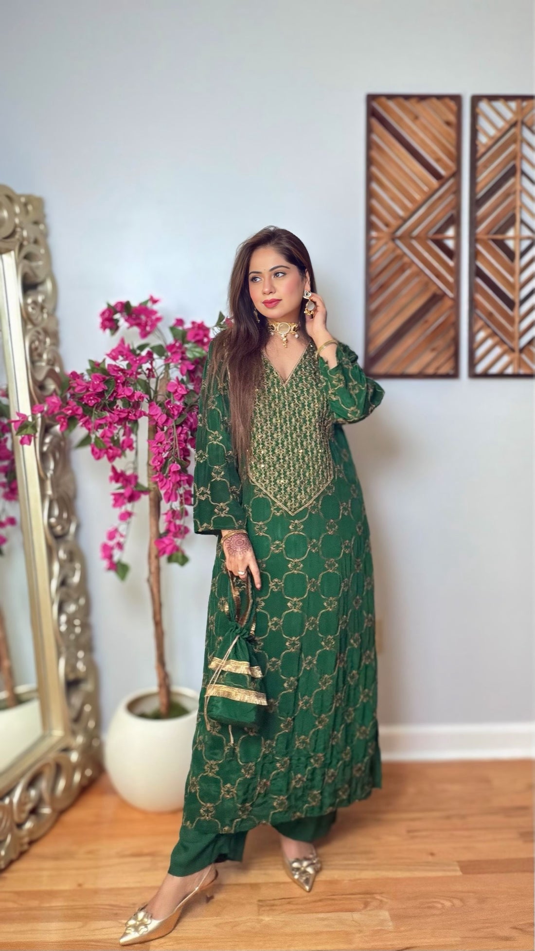 Kavyanshi – Crepe Silk Long Kurta Pant Set