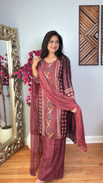 Mriga Muslin Palazzo Suit