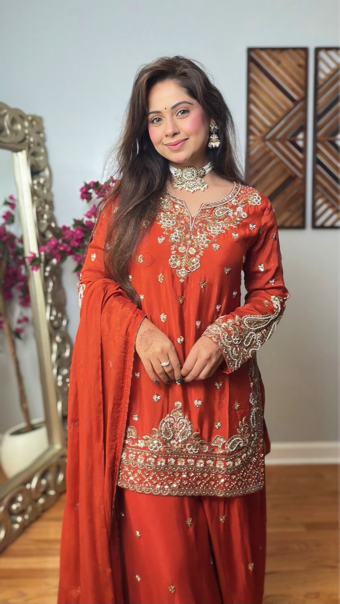 Aroshika Chinon Silk Palazzo Suit