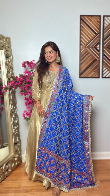Neelakshi Gharchola Mirror Work Dupatta – Royal Blue