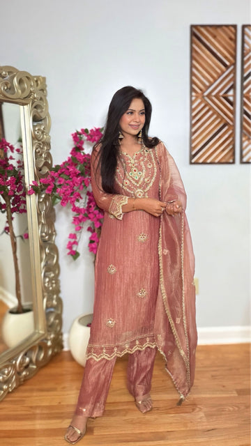 Zehna Crushed Shimmer Suit