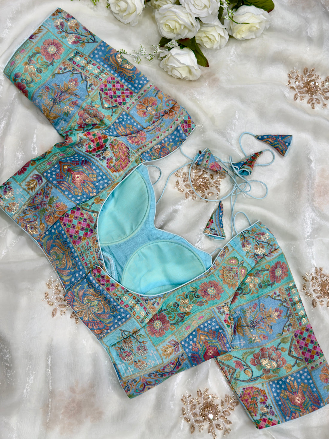 Amira Jacquard Halter Blouse