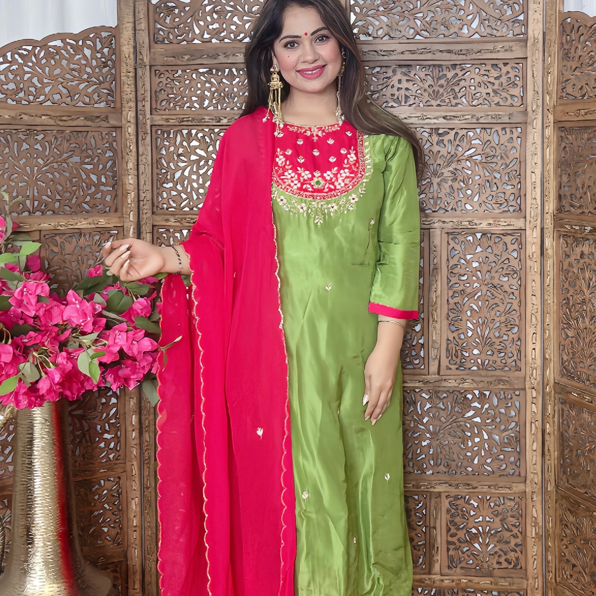 Meera Raga Raw Silk Straight Suit Set