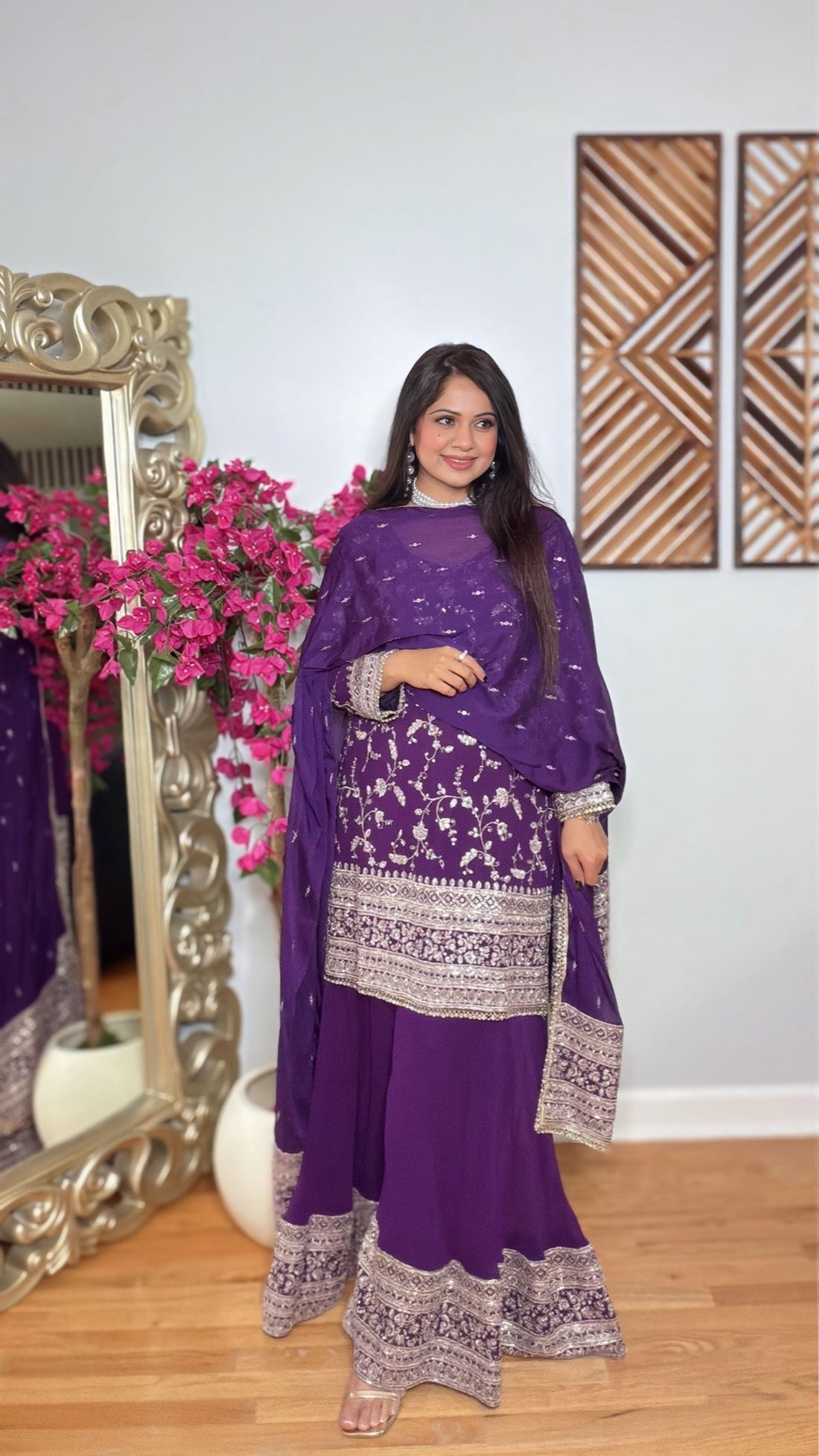 Ruhaina – Georgette Embroidered Sharara Suit