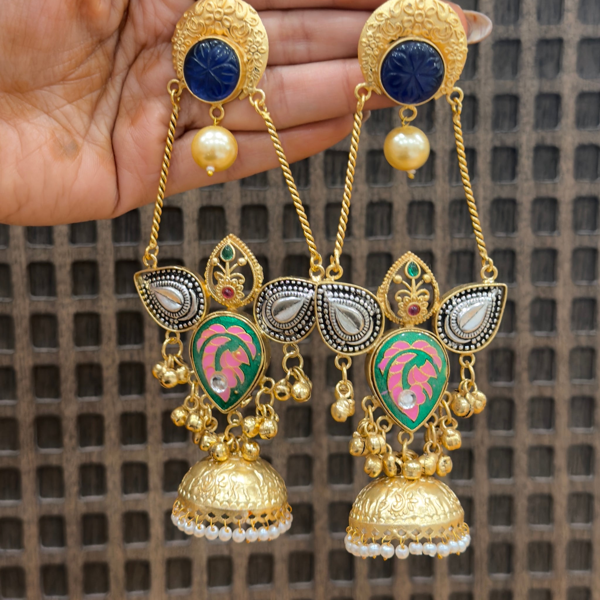 Ritisha Heritage Brass Long Jhumka Earrings