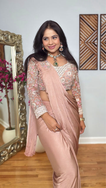 Aarzu Blush Pink Lycra Saree