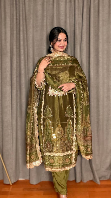 Olive Radiance Straight Suit