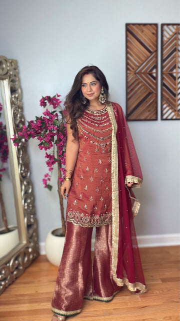 Aarshvi Tissue Shimmer Palazzo Suit