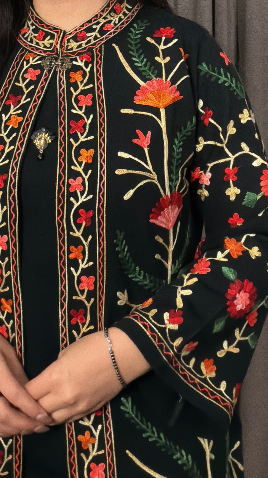 Zahra – Woolen Embroidered 3-Piece Shrug Set