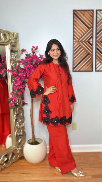 Elunira Muslin Silk Farshi Coord Set