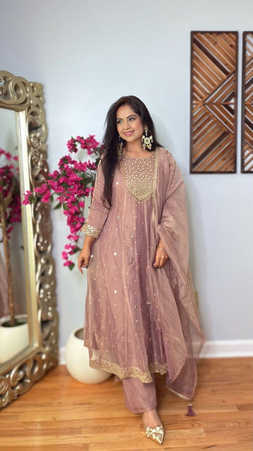 Nivriti Salsa Tissue Anarkali Suit
