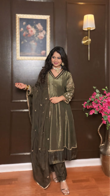 Riwa – Banarasi tissue A-line Anarkali suit