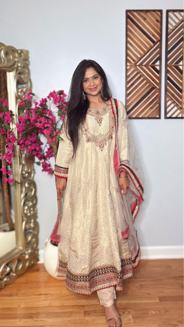 Aarambh Ivory Banarasi Anarkali Suit