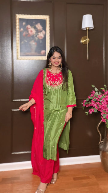 Meera Raga Raw Silk Straight Suit Set