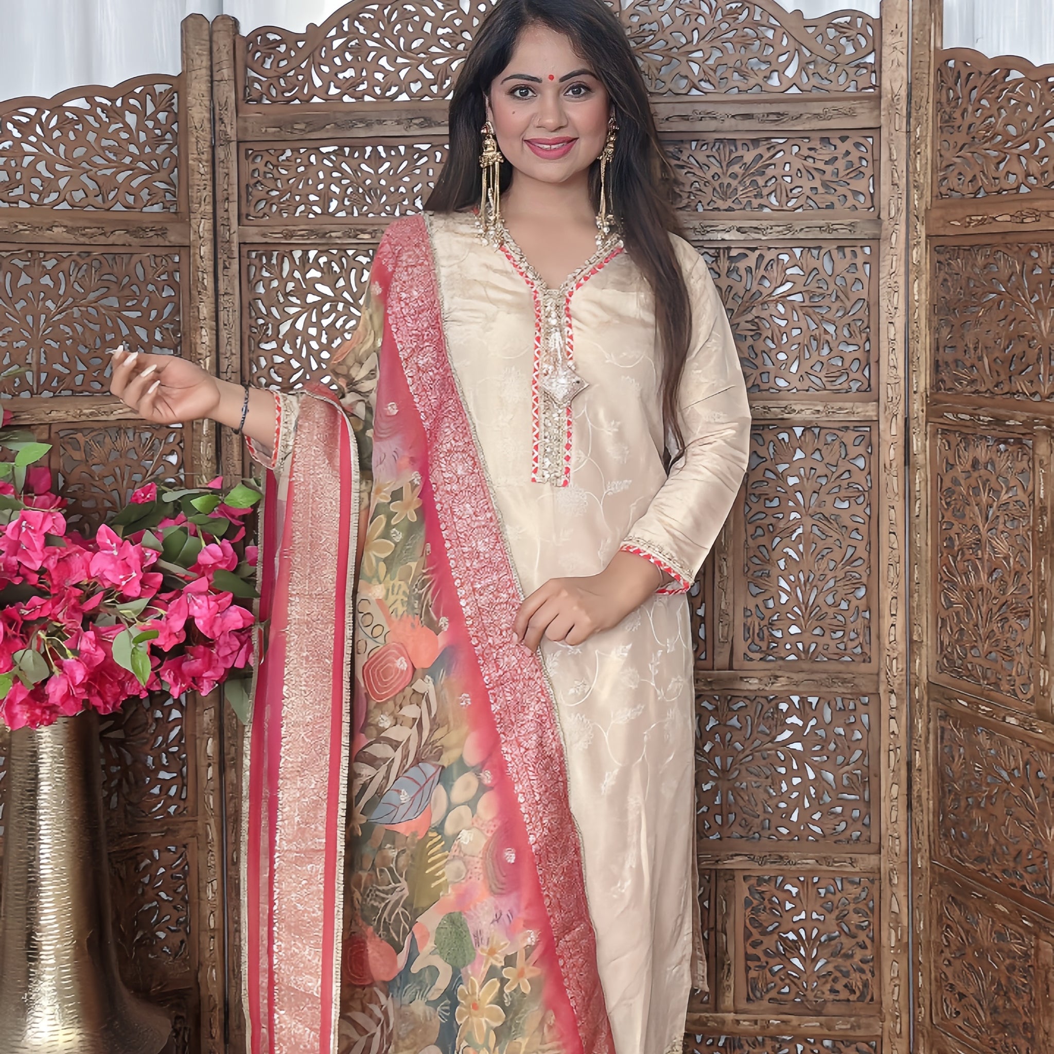 Blush Weave Jacquard Suit Set