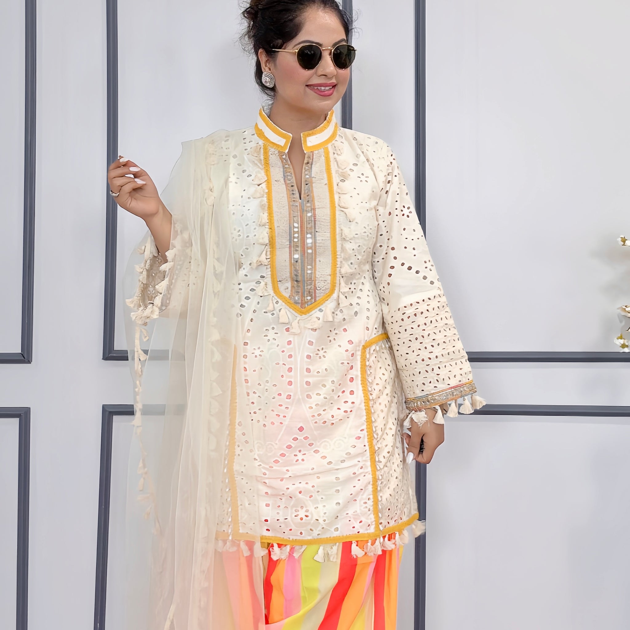 Schiffli Farshi Salwar suit