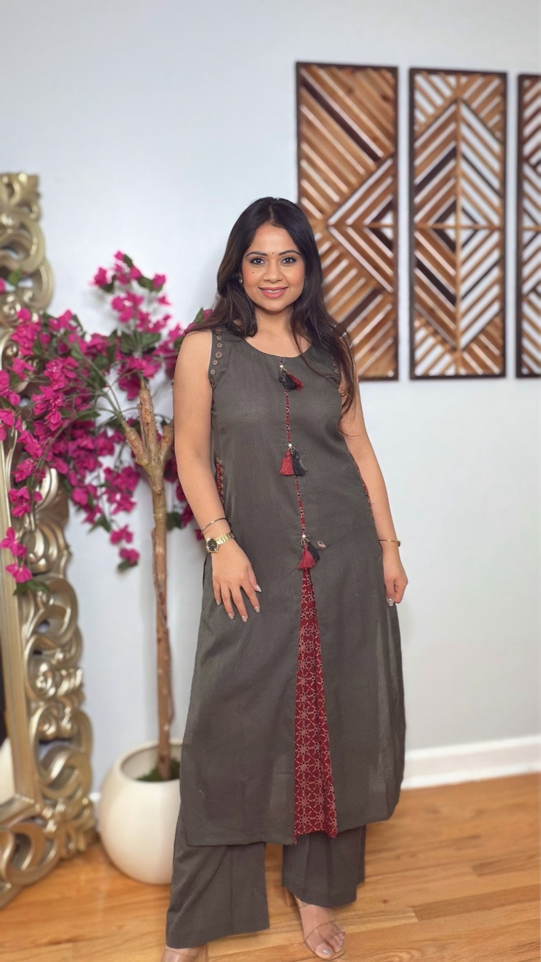 Zarevya Olive Fusion Kurta Set