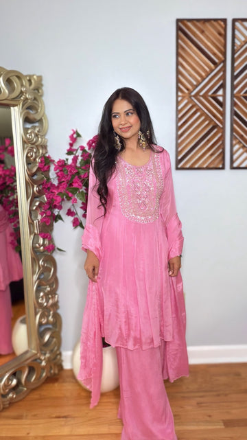 Roselle Chinon Silk Short Anarkali Suit