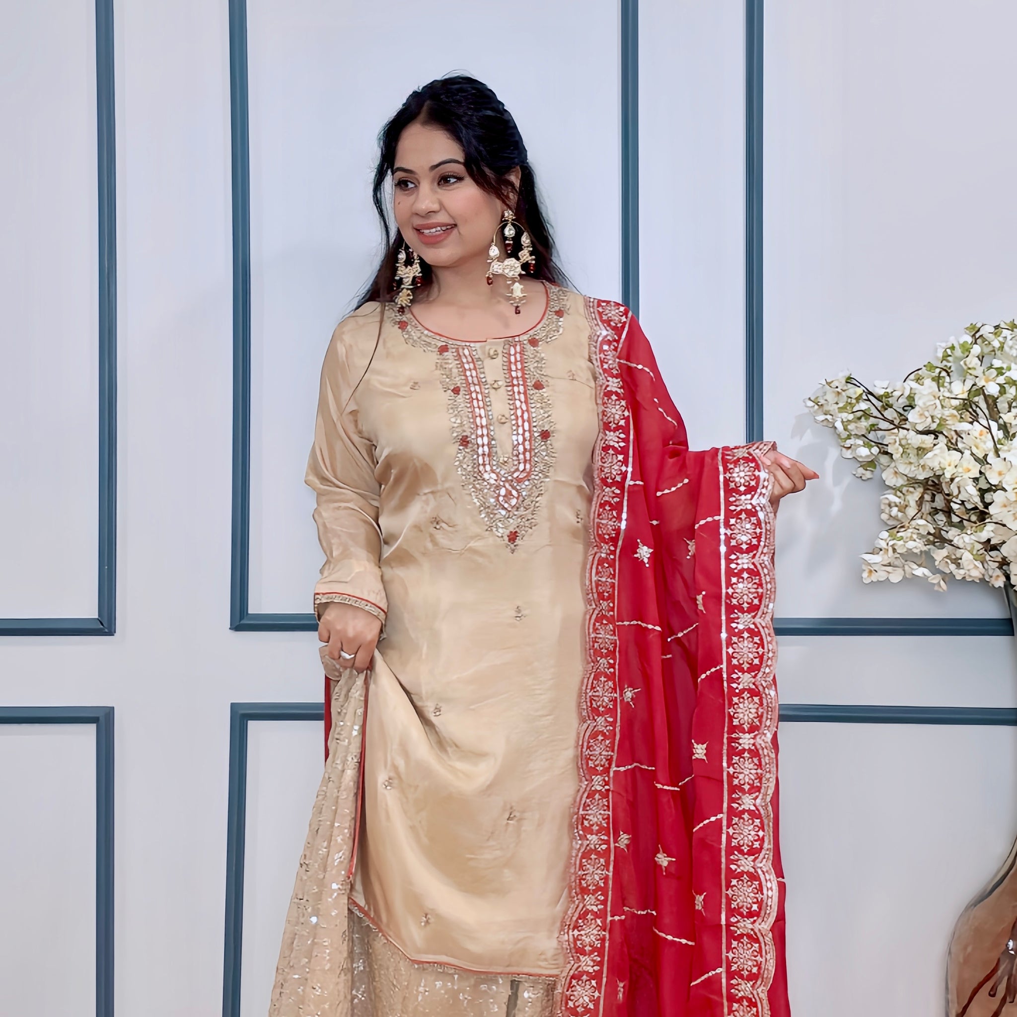 Zehra Gold Aura Skirt Suit