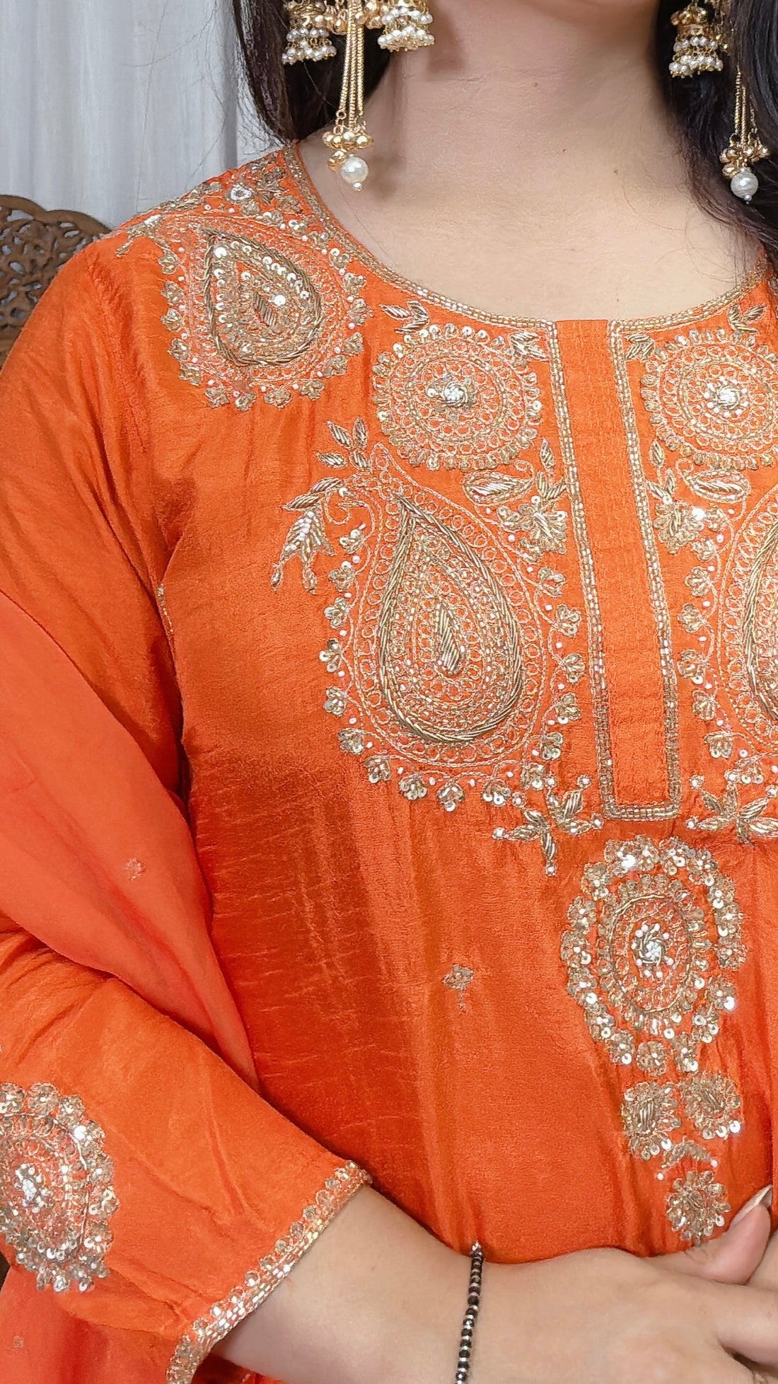 Kesari Raw Silk Anarkali