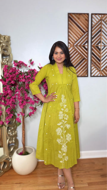 Elara Cotton Embroidered Dress