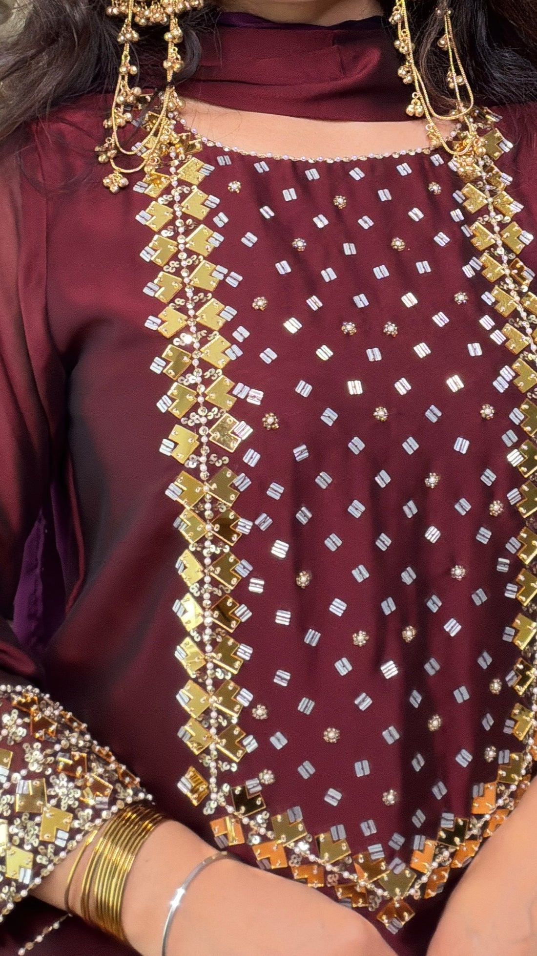 Zareen Plum Farshi Set