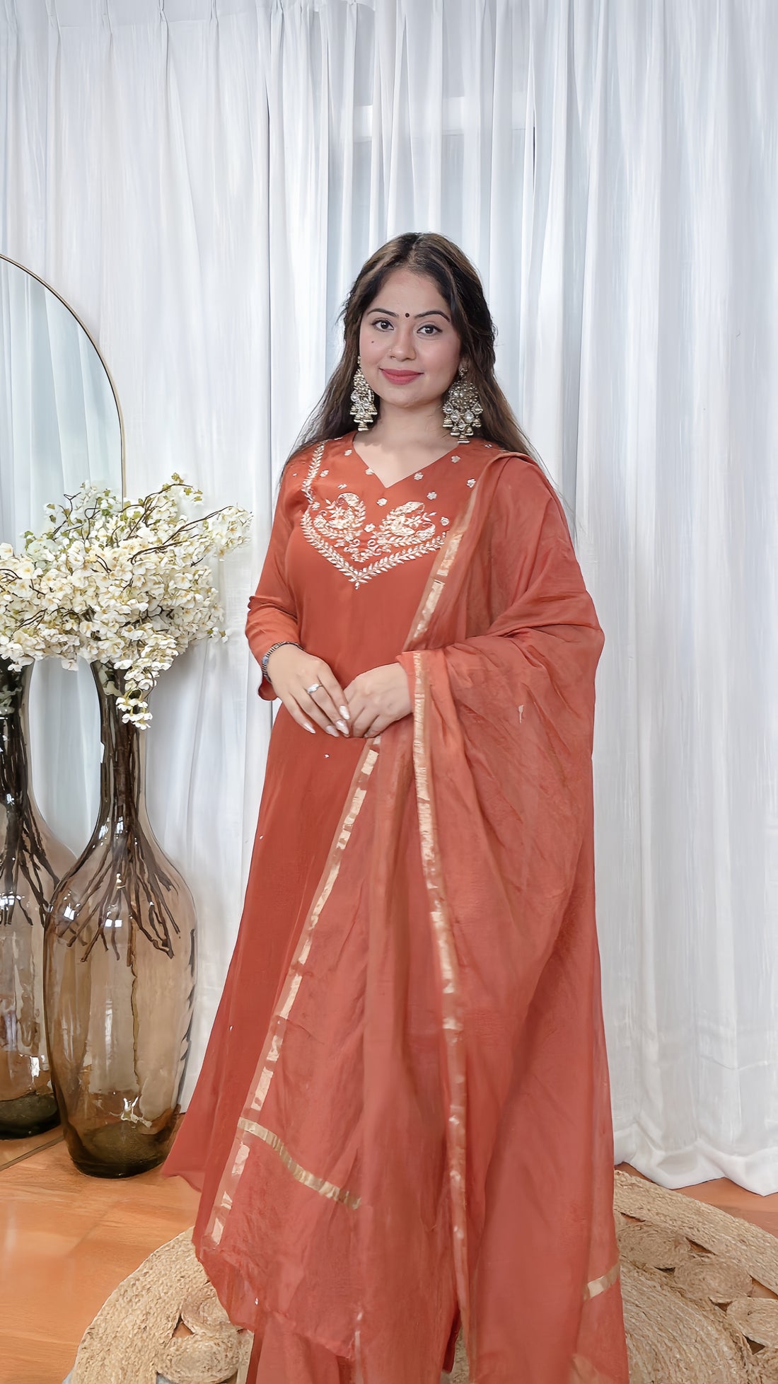 Rust Aura Anarkali Set