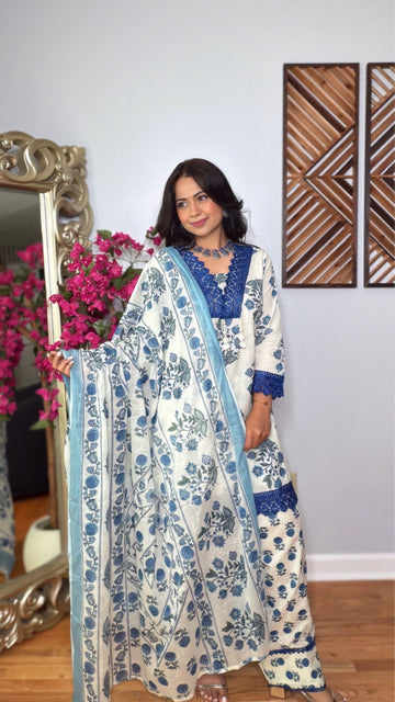 Vihana Hand Block Cotton Farshi Suit Set