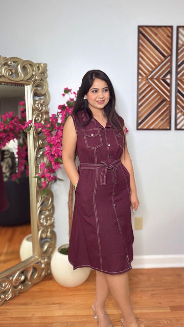 Marcella Tie-Waist Denim Dress