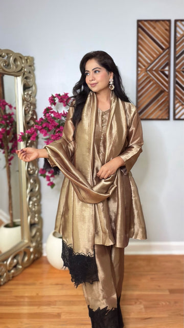 Tvesha Shimmer Tissue Peplum Palazzo Suit