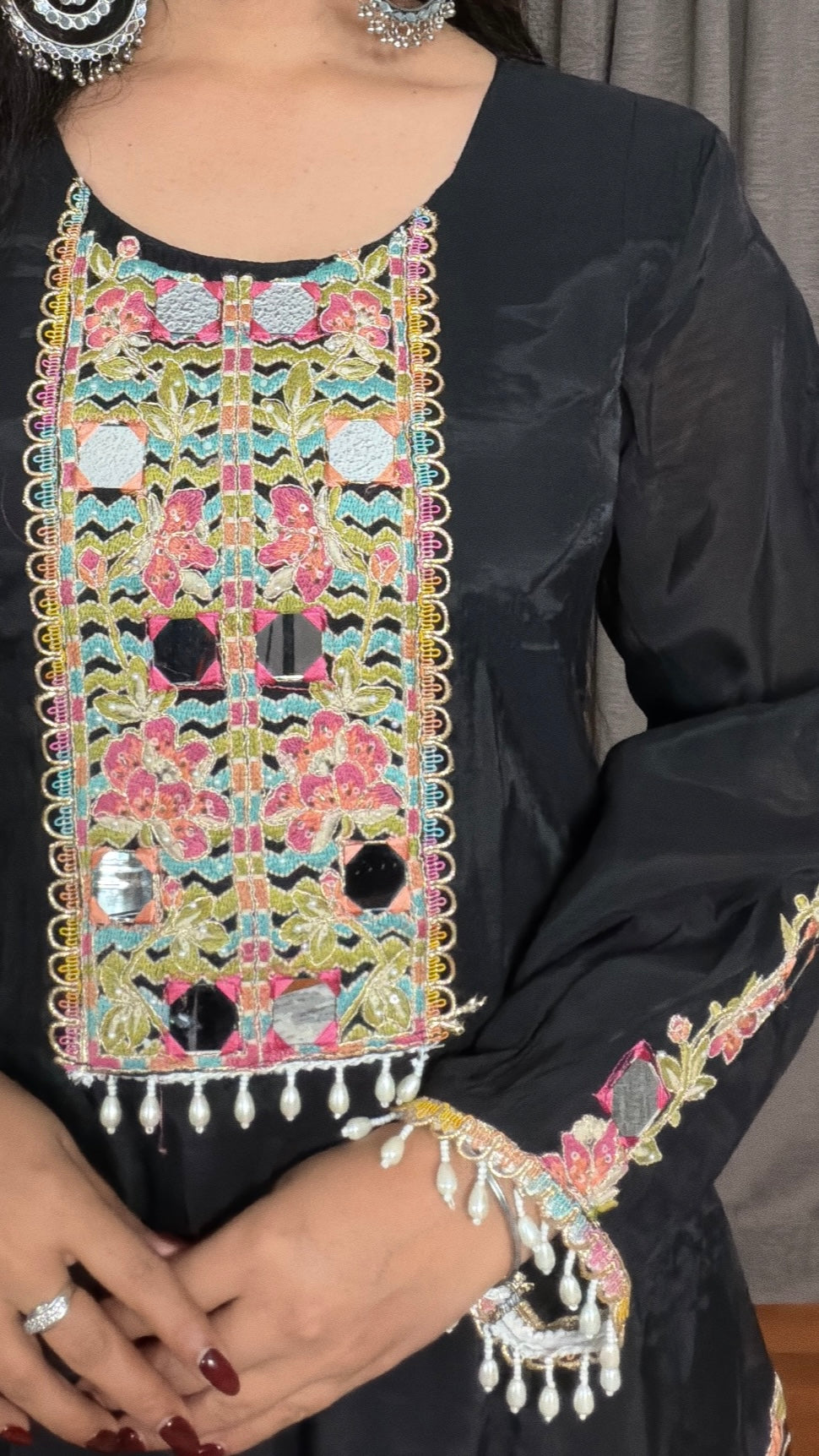 Noor Noir – Mirror Work Short Anarkali Set